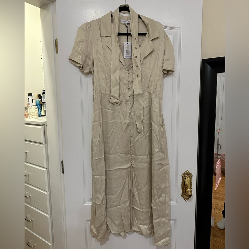 WWH beige silk midi dress